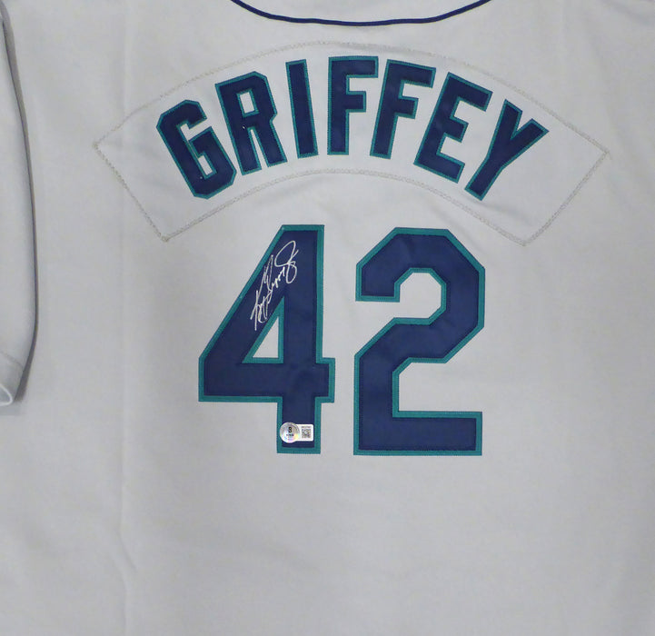 Seattle Mariners Ken Griffey Jr. Autographed Gray Authentic 1997 Mitchell & Ness Jersey Jackie Robinson Patch & #42 Beckett BAS QR #2W237891