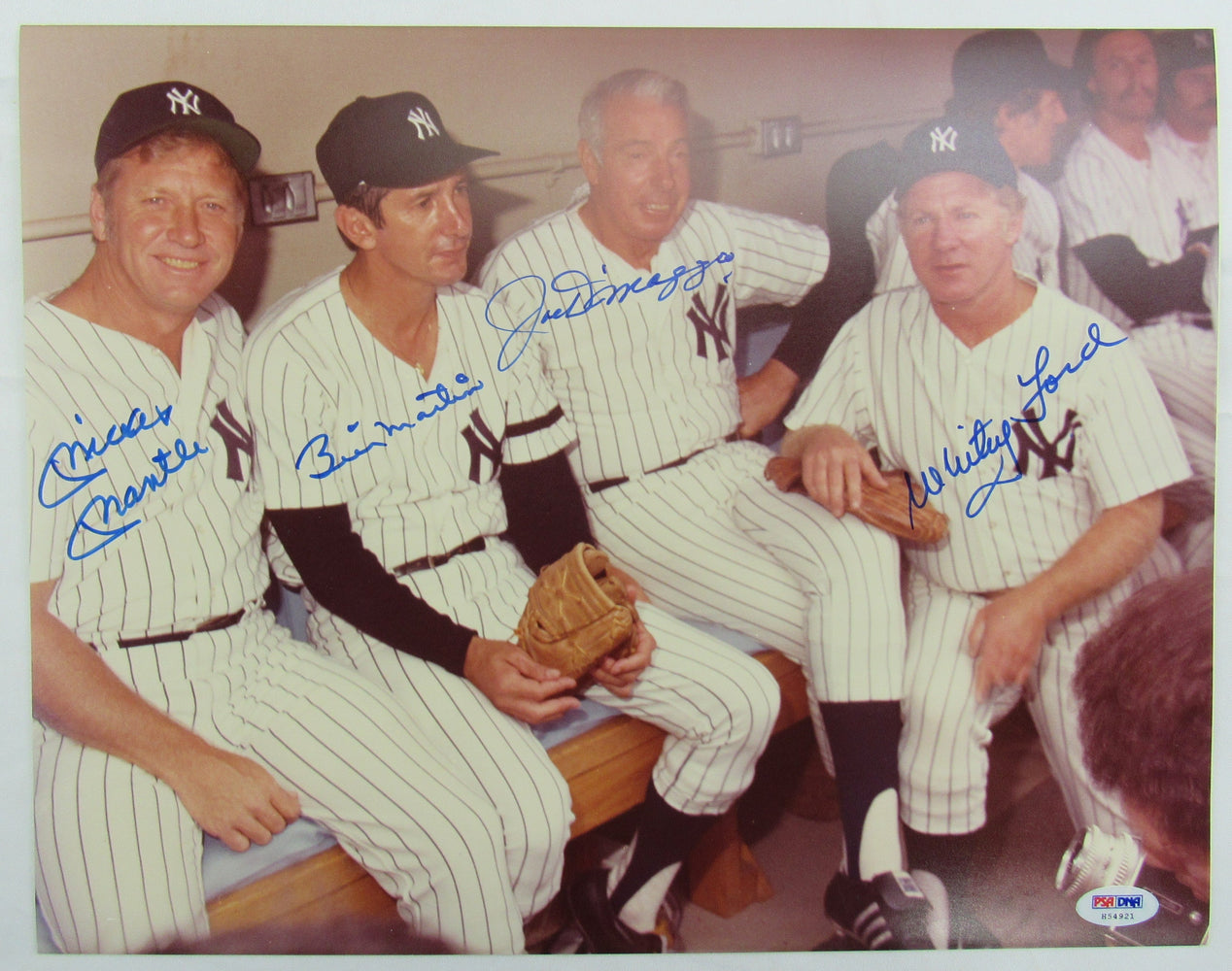 Mickey Mantle Joe DiMaggio Whitey Ford Billy Martin Signed Auto 11x14 Photo PSA/DNA LOA H54921