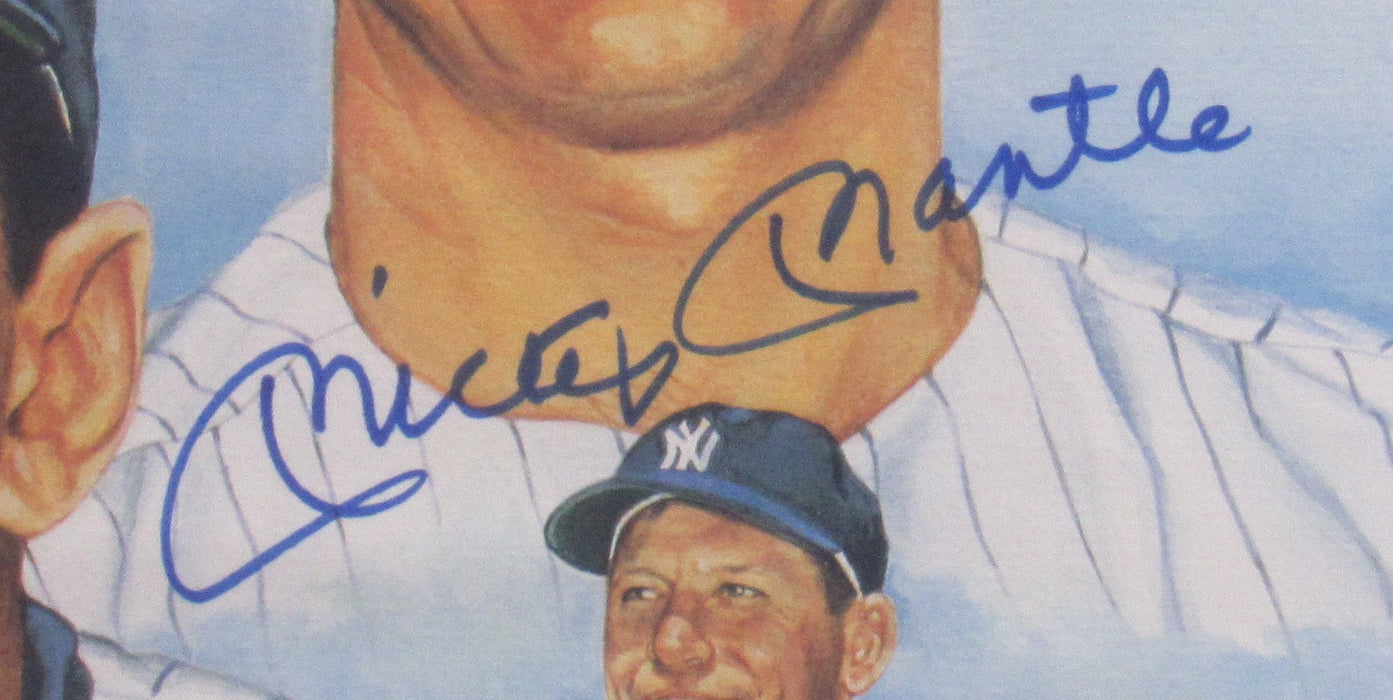 Mickey Mantle Whitey Ford Billy Martin Signed Framed Photo PSA/DNA K77282