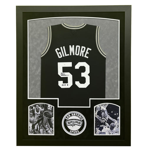 Artis Gilmore Signed HOF 11 San Antonio Black Custom Suede Matte Framed Basketball Jersey