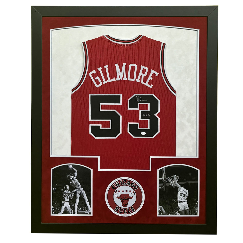 Artis Gilmore Signed HOF 11 Chicago Red Custom Suede Matte Framed Basketball Jersey