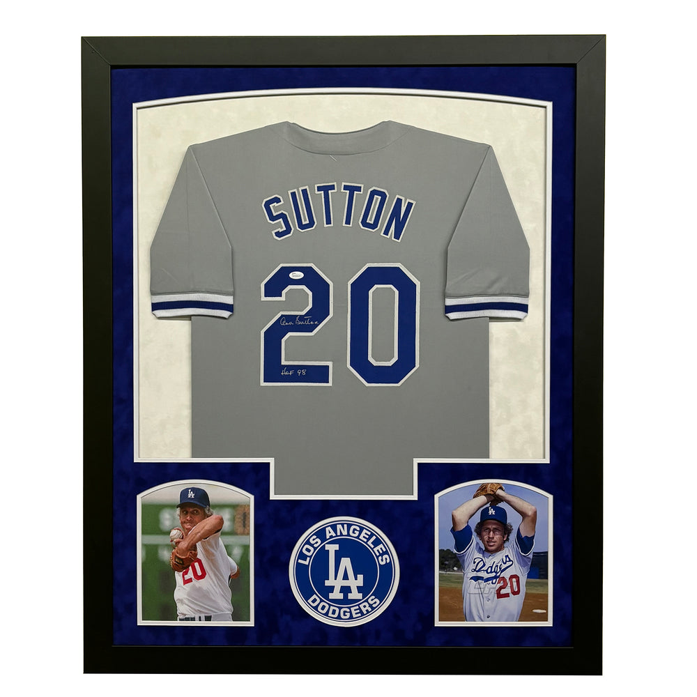 Don Sutton Signed Los Angeles Grey Custom Suede Matte Framed Baseball Jersey