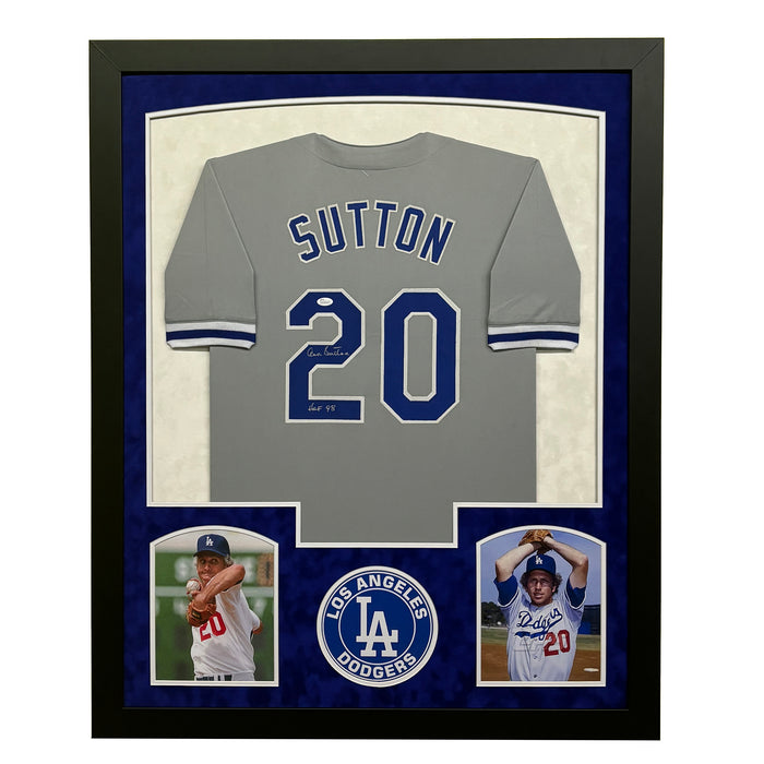 Don Sutton Signed Los Angeles Grey Custom Suede Matte Framed Baseball Jersey