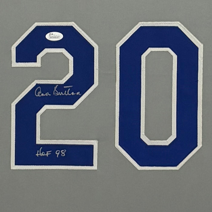 Don Sutton Signed Los Angeles Grey Custom Suede Matte Framed Baseball Jersey