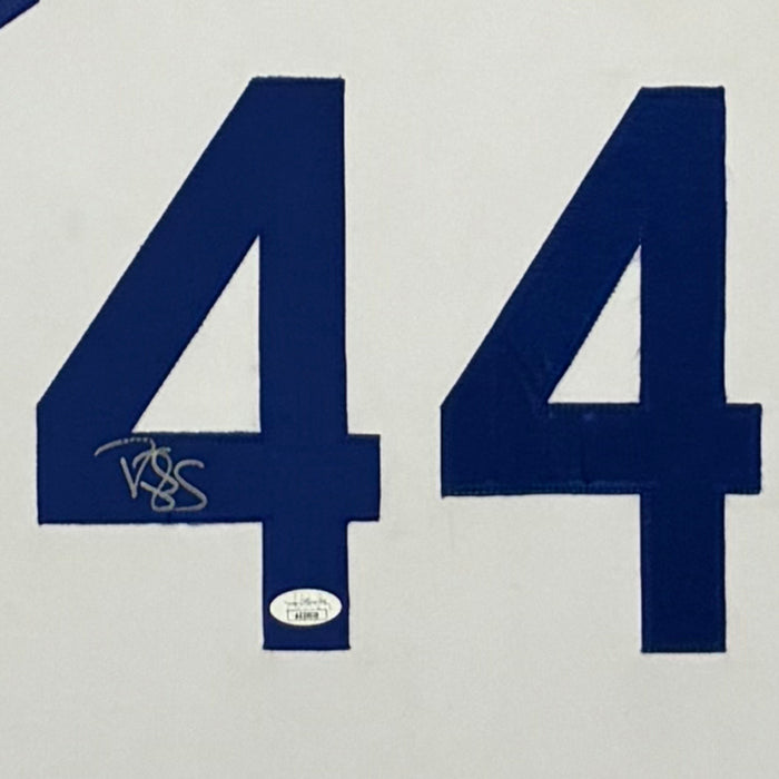 Darryl Strawberry Signed Los Angeles White Custom Suede Matte Framed Baseball Jersey