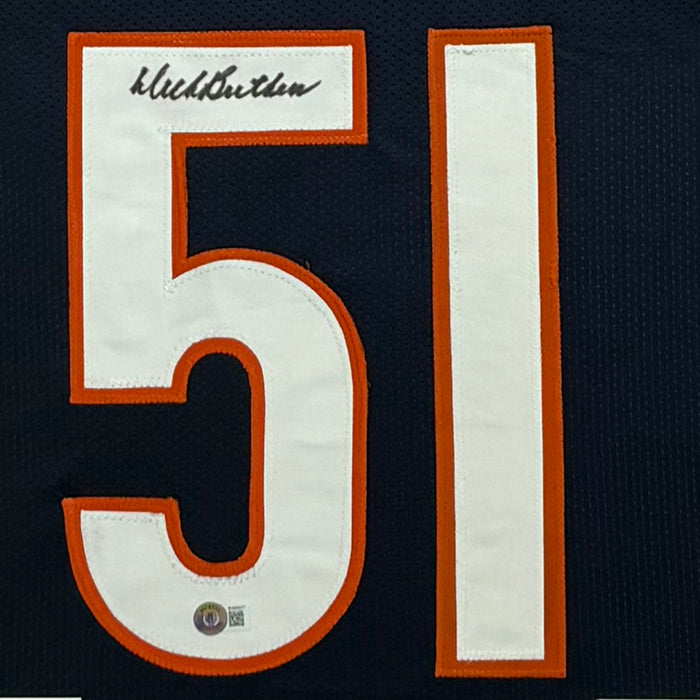 Dick Butkus Signed Blue Custom Suede Matte Framed Football Jersey