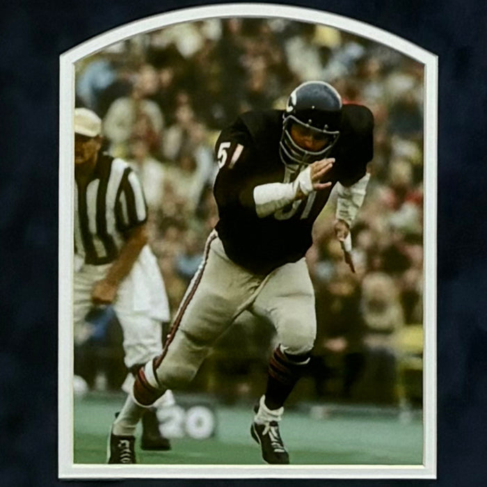 Dick Butkus Signed Blue Custom Suede Matte Framed Football Jersey