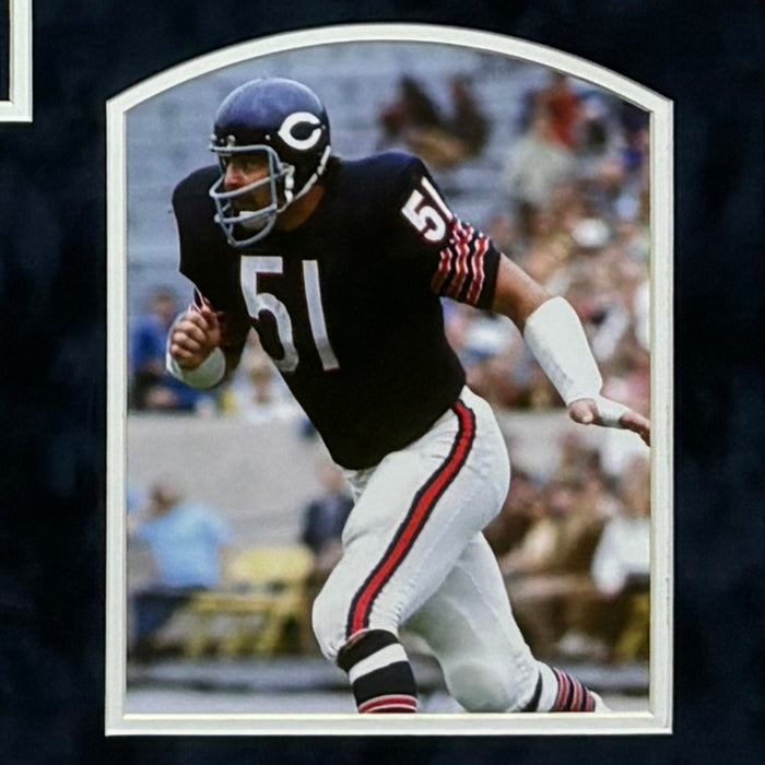 Dick Butkus Signed Blue Custom Suede Matte Framed Football Jersey