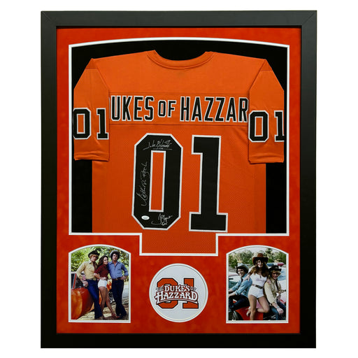 Dukes of Signed Orange Dukes of Hazzard Custom Suede Matte Framed Jersey