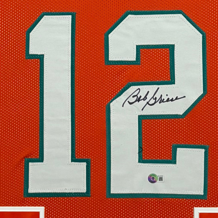 Bob Griese Signed Miami Orange Custom Suede Matte Framed Football Jersey