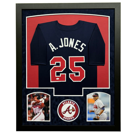 Andruw Jones Signed Atlanta Blue Custom Suede Matte Framed Baseball Jersey