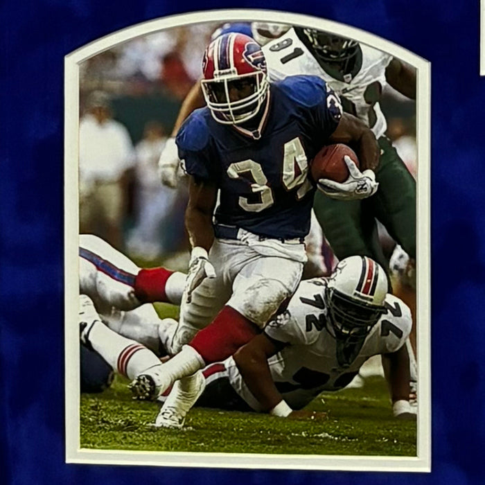 Thurman Thomas Signed Blue Custom Suede Matte Framed Football Jersey