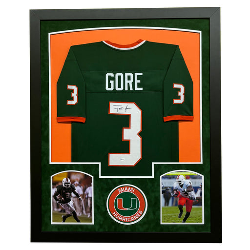 Frank Gore Signed Green Custom Suede Matte Framed Jersey