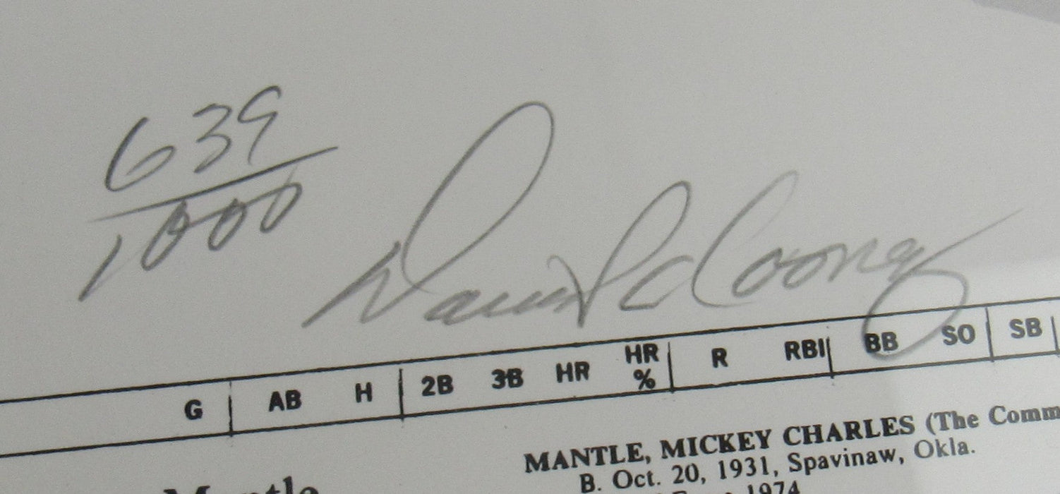 Mickey Mantle Signed Auto 18x24 Baseball Poster JSA BA09035