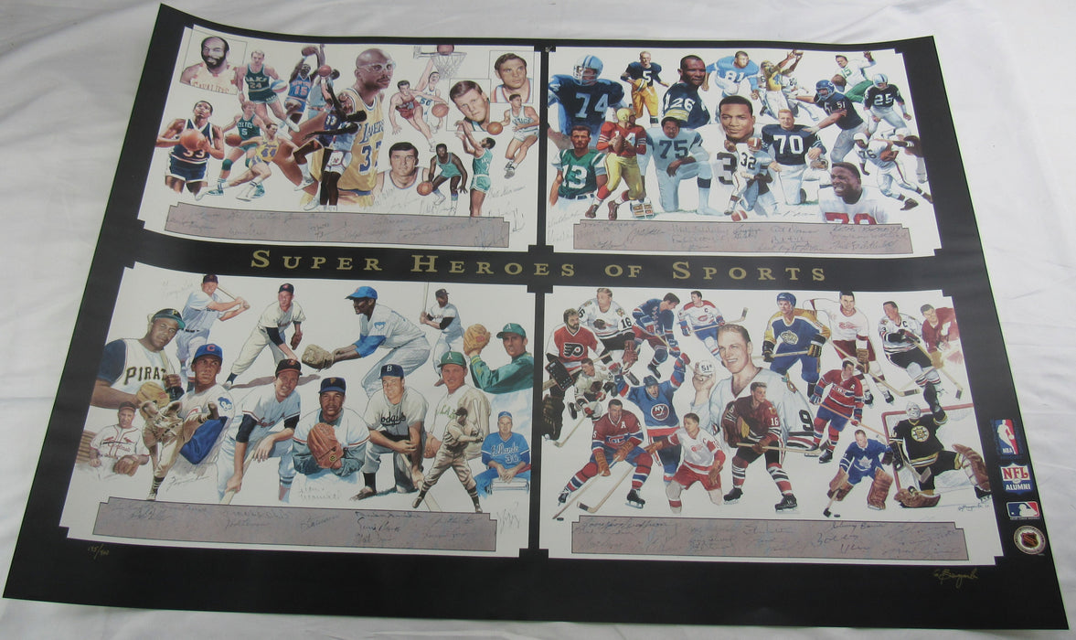 Duke Snider Don Maynard Kareem Abdul-Jabbar Mike Bossy +56 Signed Auto Super Heros of Sports Signed 43x28 Photo Limited Edition #145/400 w/ COA