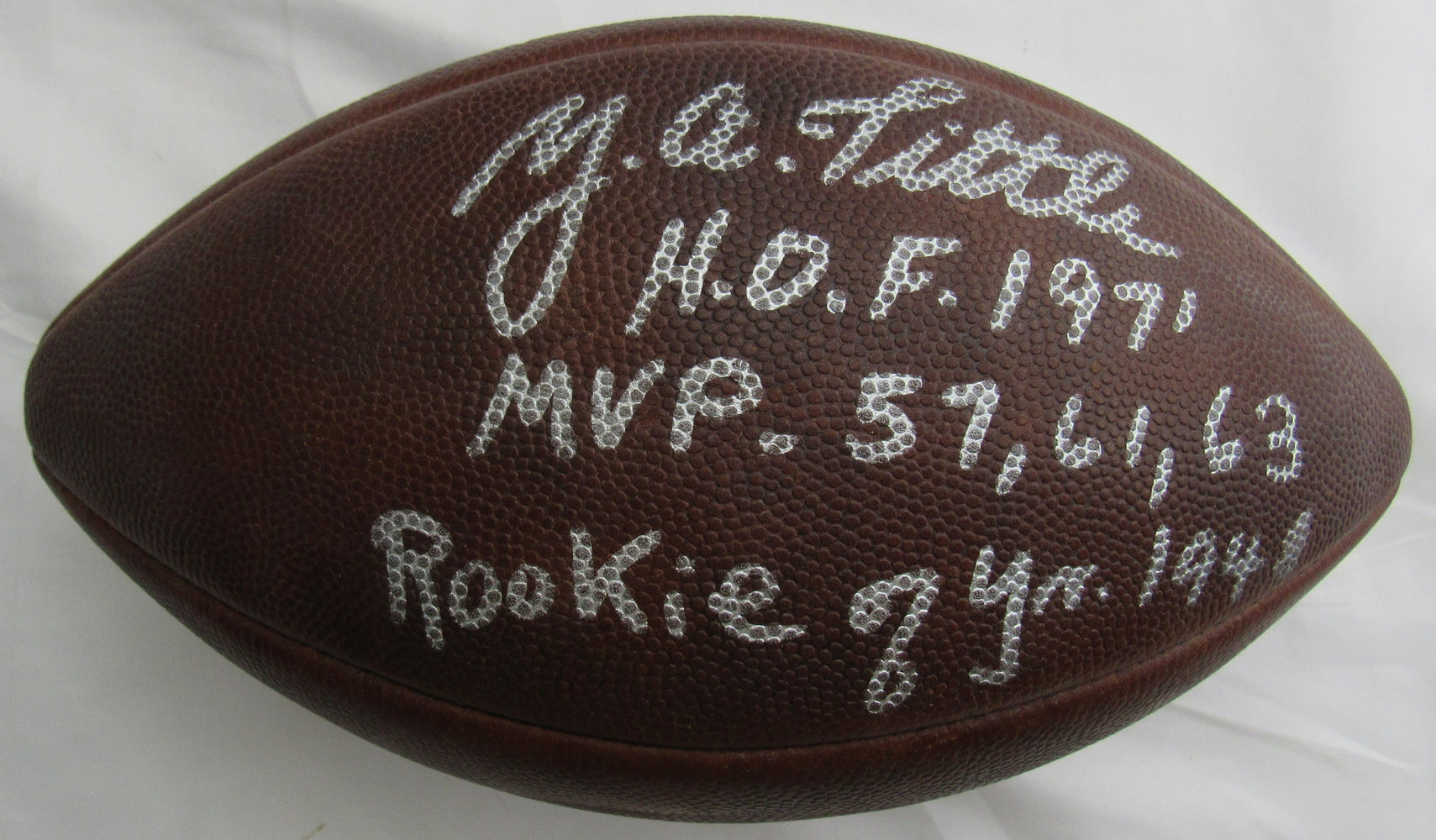 Y.A Tittle Signed Auto Wilson Football JSA CM07449 w/3 Inscriptions