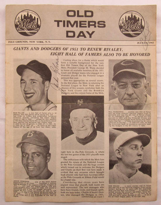 Jackie Robinson Old Timers Day Signed Vintage Paper JSA LOA YY51967