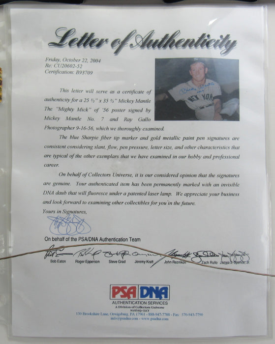 Mickey Mantle Gallo Signed Auto Framed Photo PSA/DNA COA