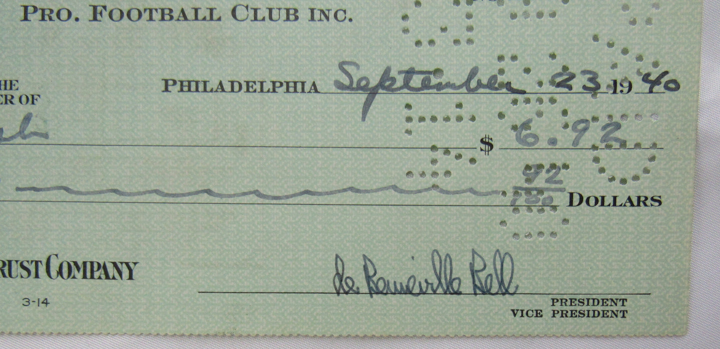 Bert Bell Multi Signed Auto Eagles Check JSA CM07467