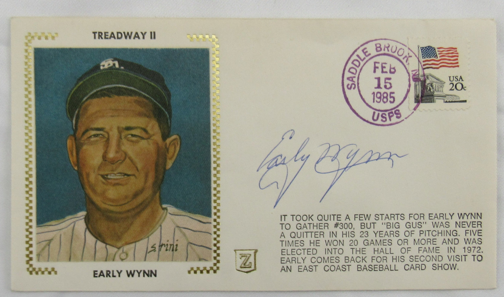 Early Wynn Signed Envelope Zaso Cachet