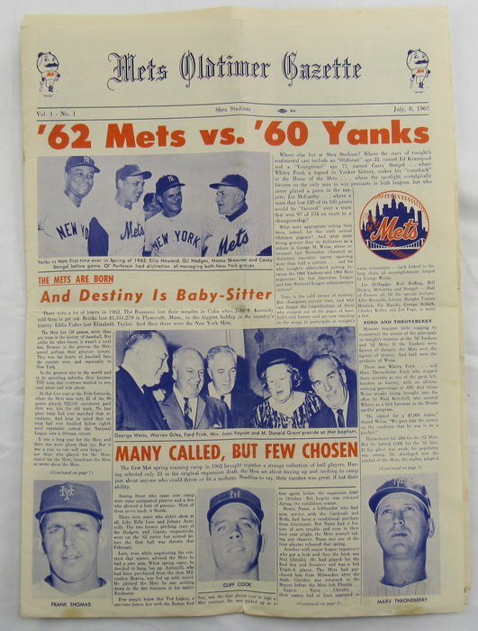 Joe DiMaggio Clay Carroll Signed Auto Mets Pamphlet