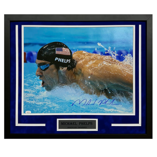 Michael Phelps Hand Signed & Framed Olympics 16x20 Photo (JSA)