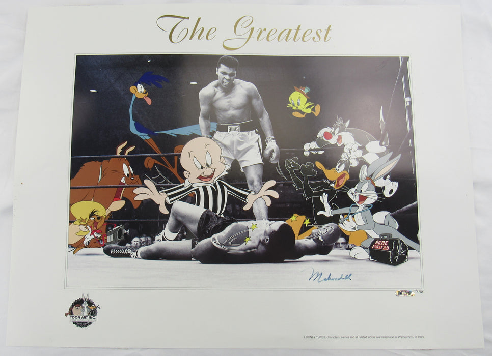 Muhammad Ali Signed Auto 20x18 Looney Tunes Lithograph #132/750 JSA LOA Z11822