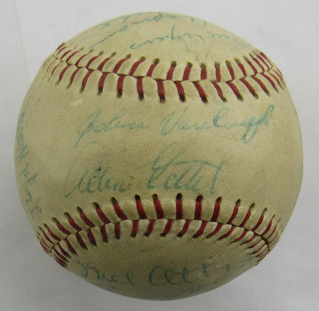Mel Ott Augie Galan Len Attyd +16 Signed Auto Baseball PSA/DNA LOA S09585