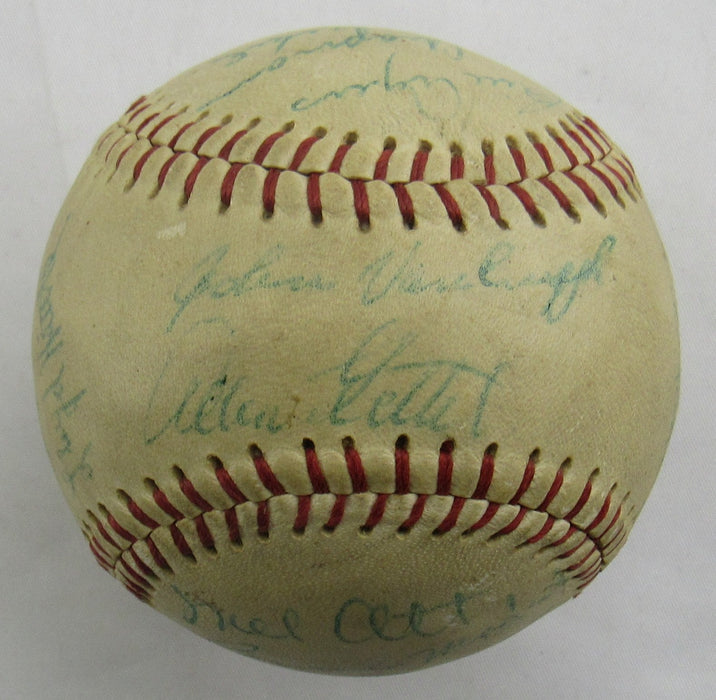 Mel Ott Augie Galan Len Attyd +16 Signed Auto Baseball PSA/DNA LOA S09585