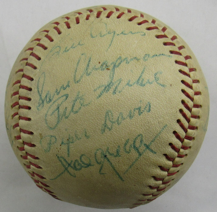 Mel Ott Augie Galan Len Attyd +16 Signed Auto Baseball PSA/DNA LOA S09585