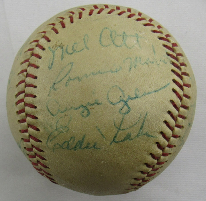 Mel Ott Augie Galan Len Attyd +16 Signed Auto Baseball PSA/DNA LOA S09585
