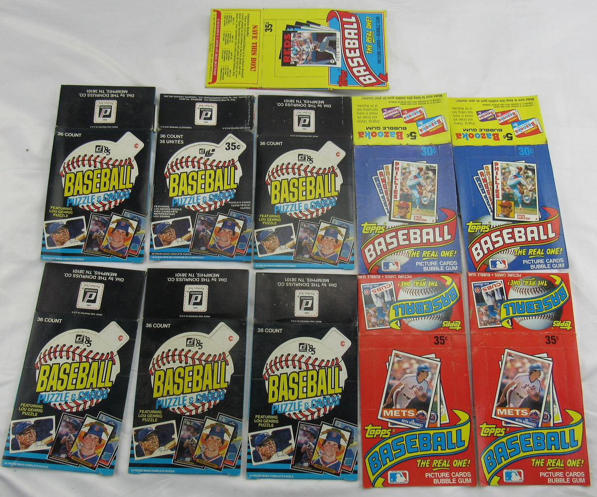 1984 and 1985 Vintage Topps & Donruss Empty Baseball Wax Boxes - 11 Boxes