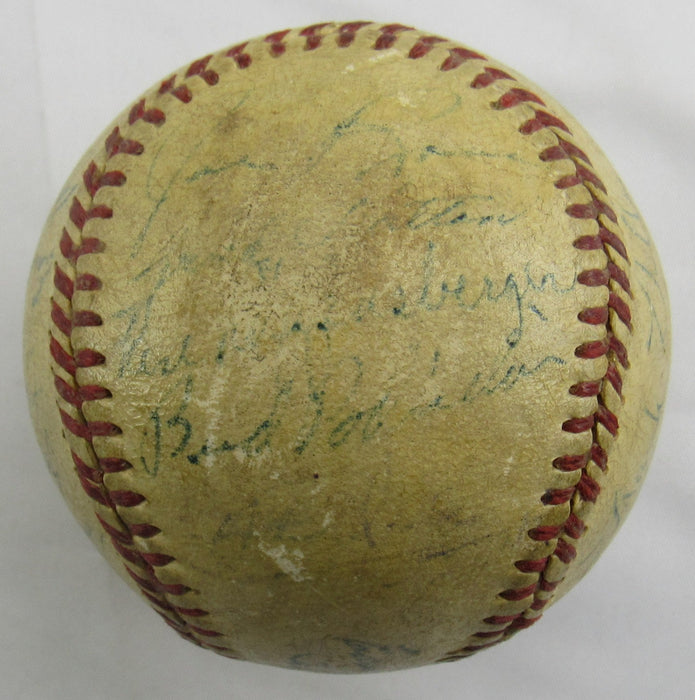 Rogers Hornsby Ted Kluszewski Earle Brucker Sr +17 1952 Reds Team Signed Auto Baseball PSA/DNA LOA W08112