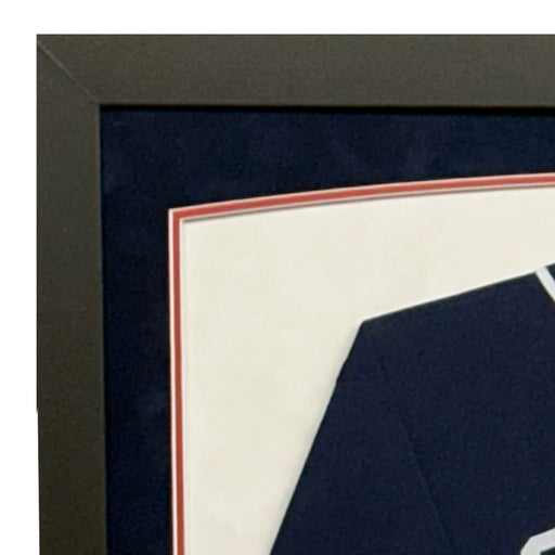 Tom Glavine Signed Atlanta Navy Custom Suede Matte Framed Baseball Jersey (JSA)