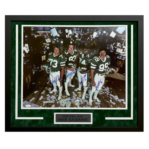 Sack Exchange Hand Signed & Framed New York Jets 16x20 Photo (JSA)