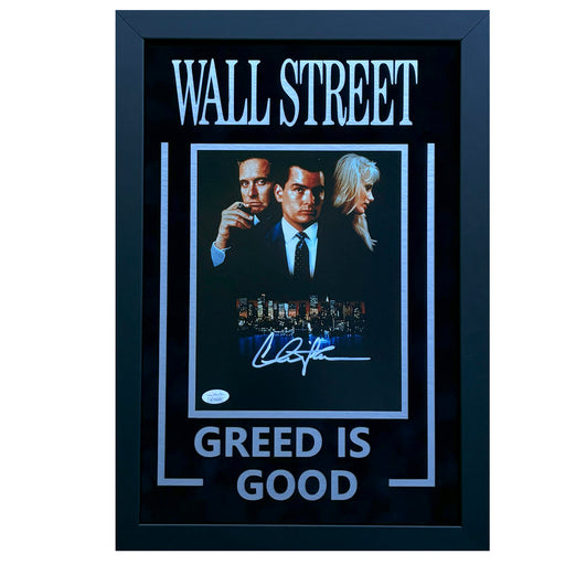 Charlie Sheen Hand Signed & Framed Suede 8x10 Wall Street Photo (JSA)
