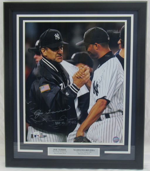 Joe Torre Mariano Rivera Signed Framed 16x20 Photo JSA AS32241