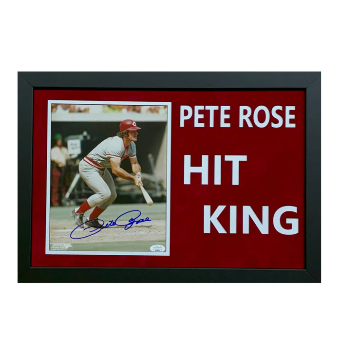 Pete Rose Hand Signed & Framed Hit King Cincinnati Reds 8x10 Photo (JSA)