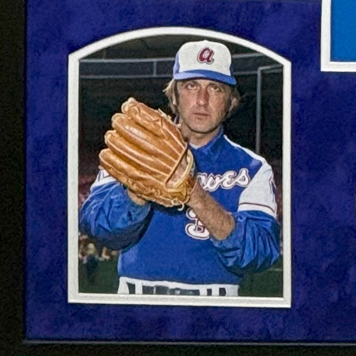 Phil Niekro Signed Atlanta Blue Custom Suede Matte Framed Baseball Jersey (JSA)