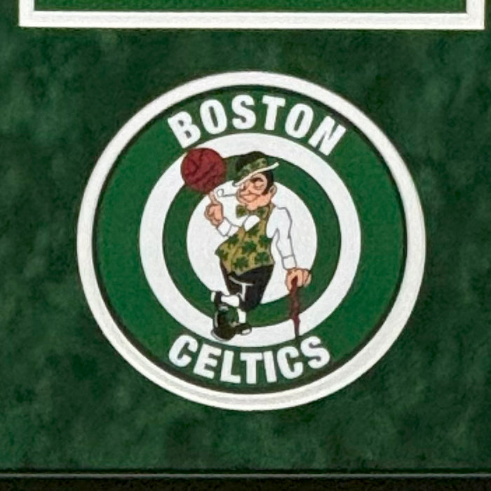 Paul Pierce Signed Boston Green Custom Suede Matte Framed Basketball Jersey (JSA)