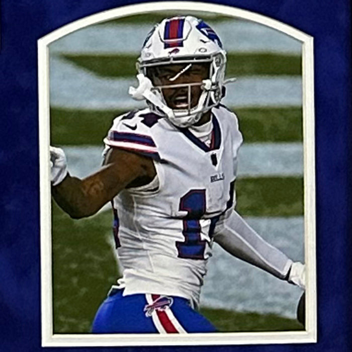 Stefon Diggs Signed Buffalo Blue Custom Suede Matte Framed Football Jersey