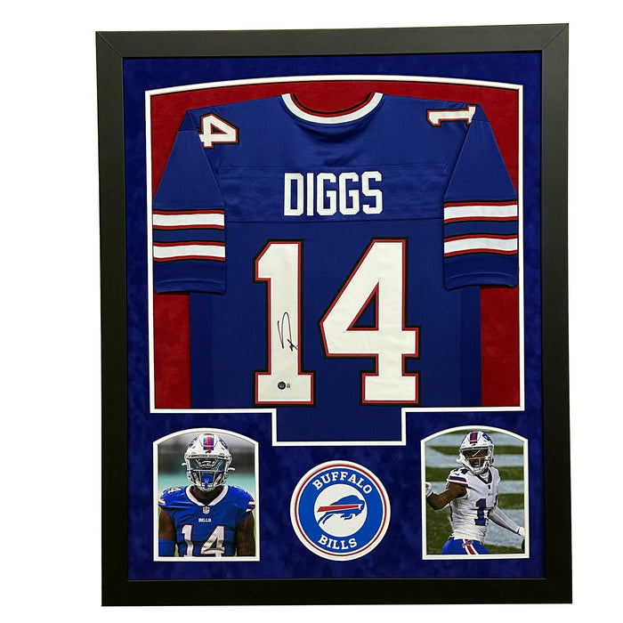 Stefon Diggs Signed Buffalo Blue Custom Suede Matte Framed Football Jersey