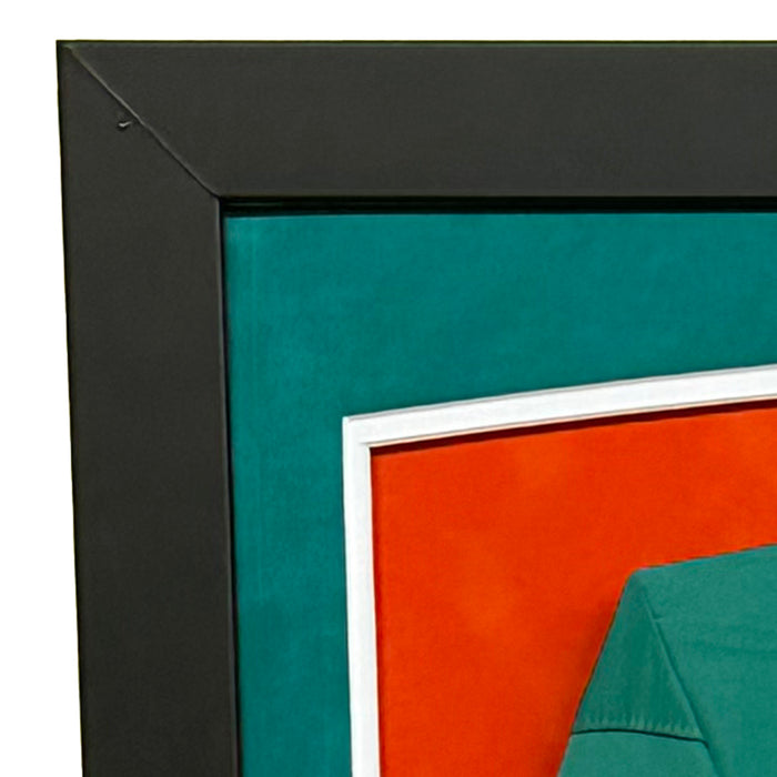 Mercury Morris Signed Miami Teal Custom Suede Matte Framed Football Jersey