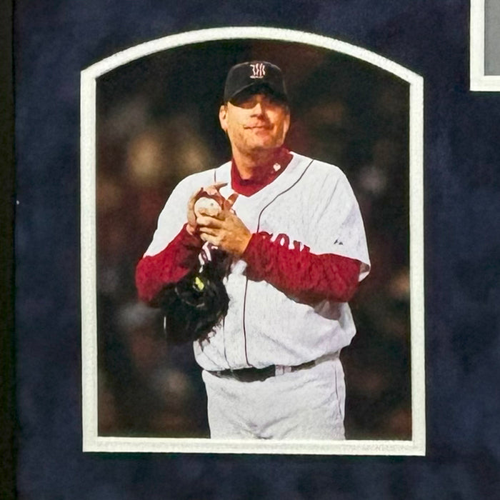 Curt Schilling Signed Boston Grey Custom Suede Matte Framed Baseball Jersey (JSA)