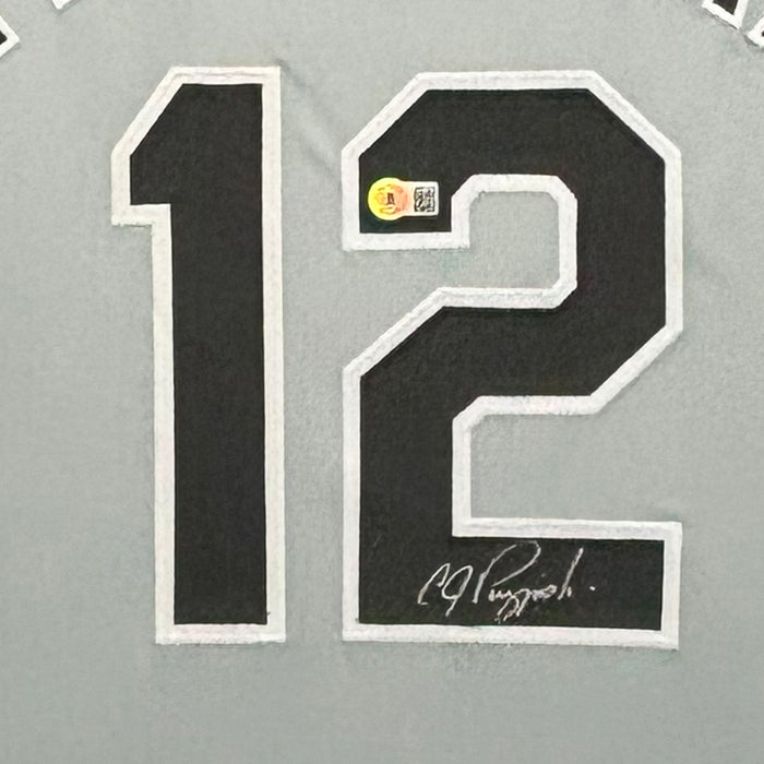 AJ Pierzynski Signed 06 WS Champs Chicago Grey Custom Suede Matte Framed Baseball Jersey (Beckett)