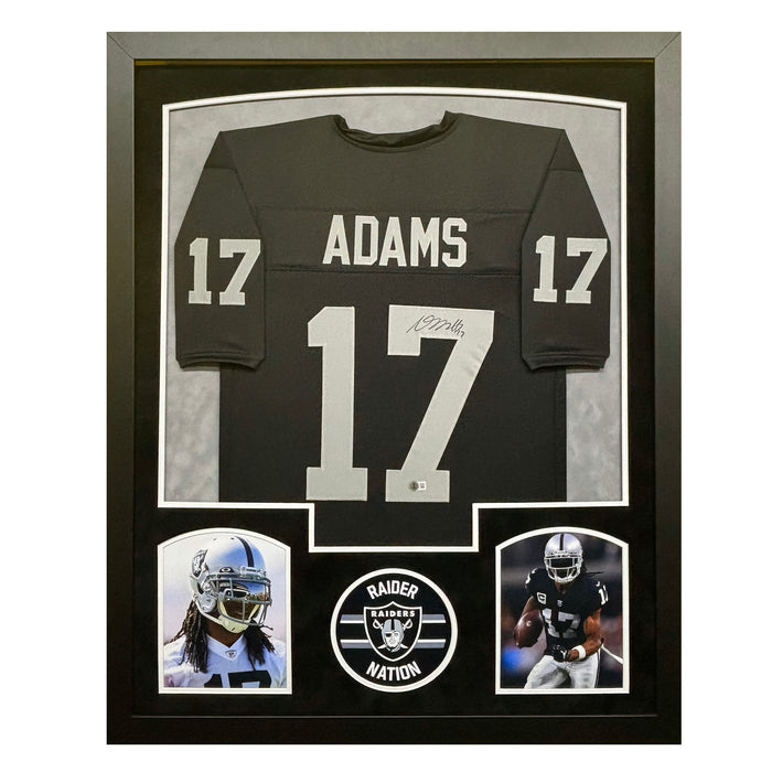 Davante Adams Signed Las Vegas Black Custom Suede Matte Framed Football Jersey (JSA)