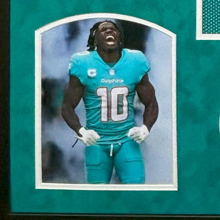Tyreek Hill Signed Miami Teal Custom Suede Matte Framed Football Jersey