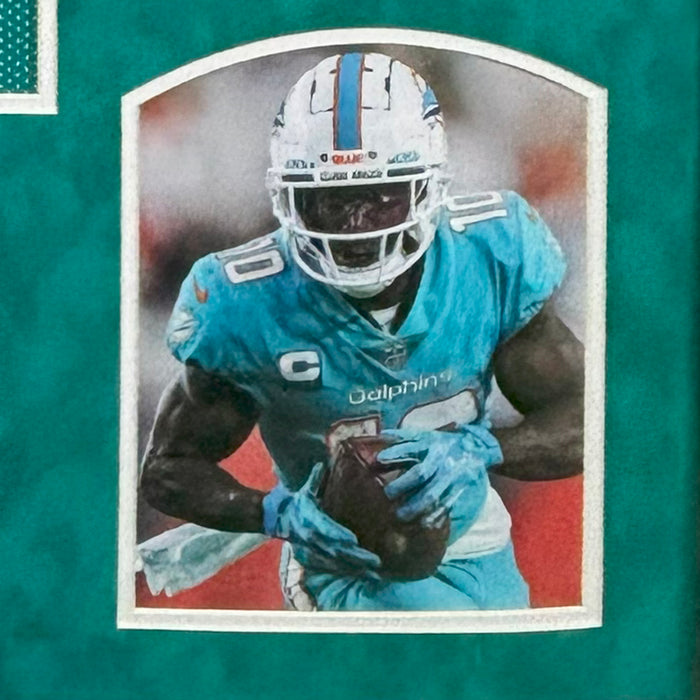 Tyreek Hill Signed Miami Teal Custom Suede Matte Framed Football Jersey