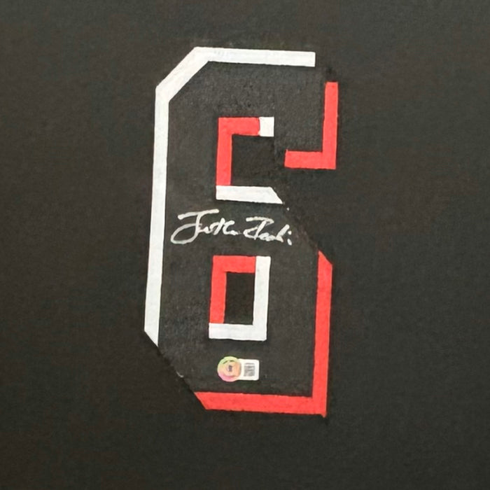Jonathan India Signed Cincinnati Black Custom Suede Matte Framed Baseball Jersey (Beckett)
