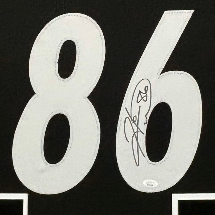 Hines Ward Signed Black Custom Suede Matte Framed Football Jersey